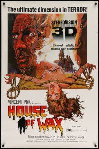 5g403 HOUSE OF WAX 1sh R72 Vincent Price, great horror artwork of monster & sexy girl!