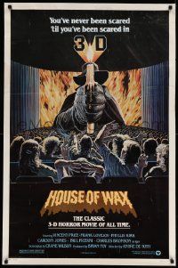 5g404 HOUSE OF WAX 1sh R81 3-D, great artwork of Vincent Price with candle over audience!