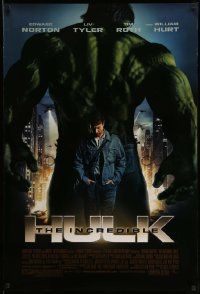 5g439 INCREDIBLE HULK DS 1sh '08 Liv Tyler, Edward Norton, cool image of the creature!