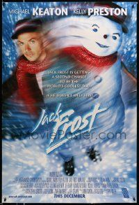 5g470 JACK FROST advance DS 1sh '98 cool image of Michael Keaton turning into snowman!
