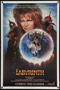 5g513 LABYRINTH teaser 1sh '86 Jim Henson, Chroney art of Bowie & Connelly, matte finish!