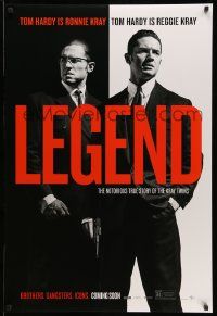 5g529 LEGEND teaser DS 1sh '15 dual image of Tom Hardy who is both Ronnie and Reggie Kray!