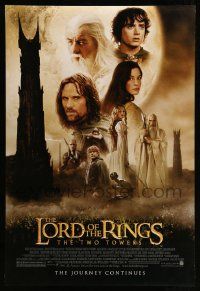 5g559 LORD OF THE RINGS: THE TWO TOWERS DS 1sh '02 Peter Jackson epic, montage of cast!