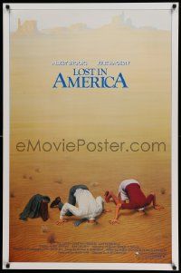 5g564 LOST IN AMERICA int'l advance 1sh '85 Lettick art of Albert Brooks & Hagerty w/heads in sand!