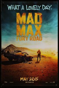 5g577 MAD MAX: FURY ROAD teaser DS 1sh '15 Tom Hardy in title role with his V8 Interceptor car, May!