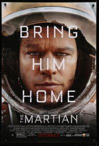 5g593 MARTIAN style B advance DS 1sh '15 huge close-up of astronaut Matt Damon, bring him home!