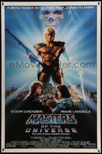 5g596 MASTERS OF THE UNIVERSE 1sh '87 great photo image of Dolph Lundgren as He-Man!
