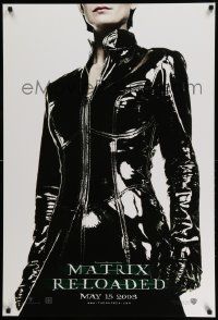 5g600 MATRIX RELOADED teaser DS 1sh '03 great image of Carrie-Anne Moss as Trinity in leather!