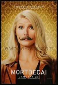 5g632 MORTDECAI teaser DS 1sh '15 wacky image of Gwyneth Paltrow with handlebar mustache!