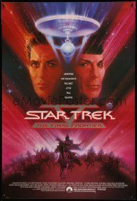 5g843 STAR TREK V 1sh '89 The Final Frontier, art of William Shatner & Leonard Nimoy by Bob Peak!