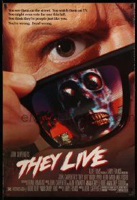 5g898 THEY LIVE DS 1sh '88 Rowdy Roddy Piper, John Carpenter, he's all out of bubblegum!
