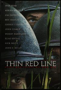 5g899 THIN RED LINE style B DS 1sh '98 Sean Penn, Woody Harrelson & Jim Caviezel in WWII!