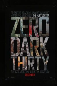 5g994 ZERO DARK THIRTY teaser DS 1sh '12 Jessica Chastain, cool title design over black background!