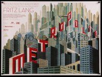 5h033 METROPOLIS DS British quad R10 Fritz Lang classic restored, Boris Bilinsky original 1927 art!