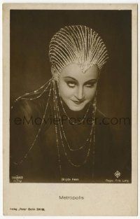 5h009 METROPOLIS 71/12 German Ross postcard '20s close image of Brigitte Helm in incredible outfit!