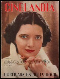 5h190 CINELANDIA magazine July 1940 Kay Francis portrait on the cover, entirely in Spanish!