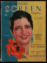 5h157 MODERN SCREEN vol 1 no 1 magazine November 1930 cover art of beautiful smiling Kay Francis!