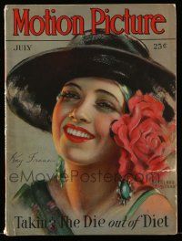 5h164 MOTION PICTURE magazine July 1930 art of smiling Kay Francis wearing hat by Marland STone!