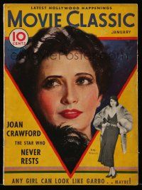 5h166 MOVIE CLASSIC magazine January 1933 Marland Stone art of beautifu Kay Francis + photo!
