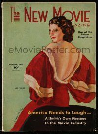 5h174 NEW MOVIE MAGAZINE magazine October 1932 art of beautiful Kay Francis by McClelland Barclay!