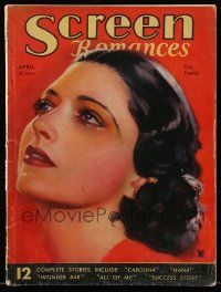 5h181 SCREEN ROMANCES magazine April 1934 great art of beautiful Kay Francis by Morr Kusnet!