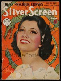 5h185 SILVER SCREEN magazine August 1934 art of sexy smiling Kay Francis by John Ralston Clarke!