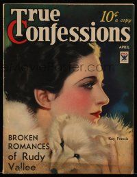 5h187 TRUE CONFESSIONS magazine April 1934 incredible art of sexy Kay Francis by Henry Clive!