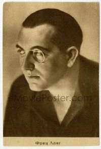 5h121 FRITZ LANG Russian 4x6 postcard '28 great portrait of the director wearing monocle!