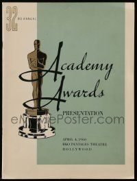 5h413 32nd ANNUAL ACADEMY AWARDS souvenir program book '60 the Oscars where Ben-Hur won 11 awards!