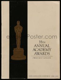 5h414 35TH ANNUAL ACADEMY AWARDS souvenir program book '63 the year Lawrence of Arabia won 7 Oscars