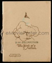 5h448 BIRTH OF A NATION souvenir program book '15 D.W. Griffith's classic tale of the Ku Klux Klan!