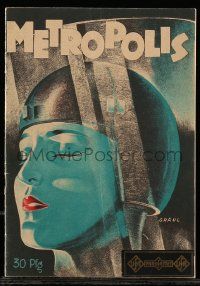 5h001 METROPOLIS German souvenir program book '27 Fritz Lang, classic Werner Graul color cover art!