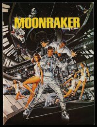 5h619 MOONRAKER souvenir program book '79 Roger Moore as James Bond, art by Daniel Goozee!
