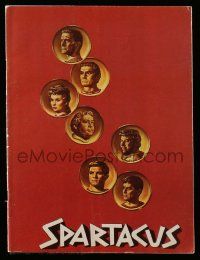 5h698 SPARTACUS softcover souvenir program book '61 classic Kubrick, art of top cast on gold coins!