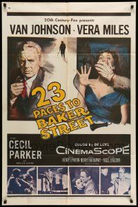 5j017 23 PACES TO BAKER STREET 1sh '56 romantic close up of Van Johnson & Vera Miles!