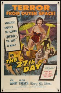 5j018 27th DAY 1sh '57 terror from space, mightiest shocker the screen ever had the guts to make!