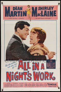 5j044 ALL IN A NIGHT'S WORK 1sh '61 Dean Martin, sexy Shirley MacLaine wearing only a towel!