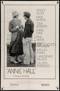5j061 ANNIE HALL 1sh '77 full-length Woody Allen & Diane Keaton in a nervous romance!