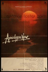 5j068 APOCALYPSE NOW advance 1sh '79 Francis Ford Coppola, classic Bob Peak art choppers over river