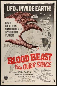 5j135 BLOOD BEAST FROM OUTER SPACE 1sh '66 UFOs invade Earth, creatures snatch sexy girls!