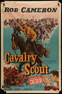 5j204 CAVALRY SCOUT 1sh '51 western action art of cowboy Rod Cameron on horseback!