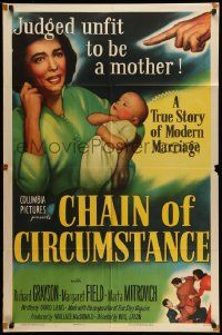 5j205 CHAIN OF CIRCUMSTANCE 1sh '51 Margaret Field judged unfit to be a mother!