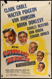 5j238 COMMAND DECISION 1sh '48 Clark Gable, Walter Pidgeon, Van Johnson, Brian Donlevy!