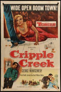 5j258 CRIPPLE CREEK 1sh '52 George Montgomery, cool art of gambling cheat getting caught!
