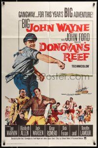 5j321 DONOVAN'S REEF 1sh '63 John Ford, great art of punching sailor John Wayne & Lee Marvin!