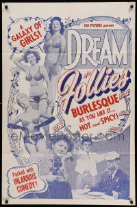 5j329 DREAM FOLLIES 1sh '54 a galaxy of sexy girls, burlesque as you like it, Lenny Bruce!