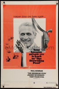 5j330 DROWNING POOL 1sh '75 cool image of Paul Newman as private eye Lew Harper!