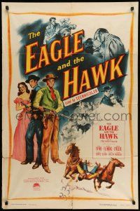 5j333 EAGLE & THE HAWK 1sh '50 western art of John Payne, Rhonda Fleming, Dennis O'Keefe!