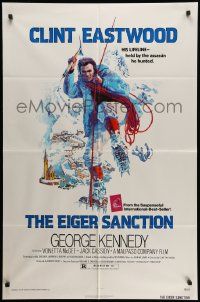 5j339 EIGER SANCTION 1sh '75 Clint Eastwood's lifeline was held by the assassin he hunted!
