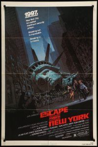 5j355 ESCAPE FROM NEW YORK NSS style 1sh '81 John Carpenter, decapitated Lady Liberty by Jackson!
